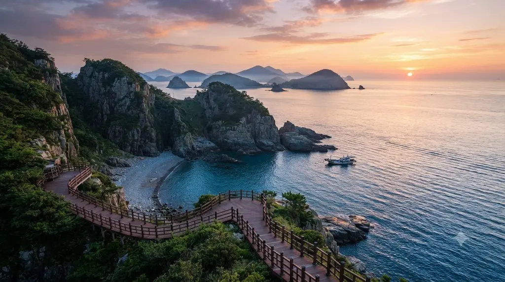 Breathtaking scenic coastal view of Buksarangdo island in South Korea