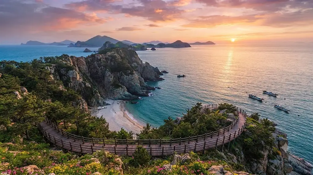 Breathtaking scenic coastal view of Saengildo island in Wando, South Korea