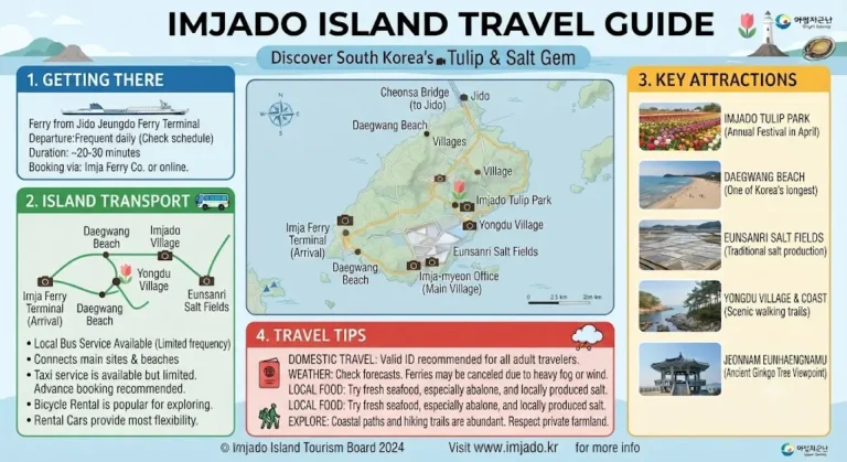 Scenic coastline and sandy shores of DaeKwang Beach on Imjado Island